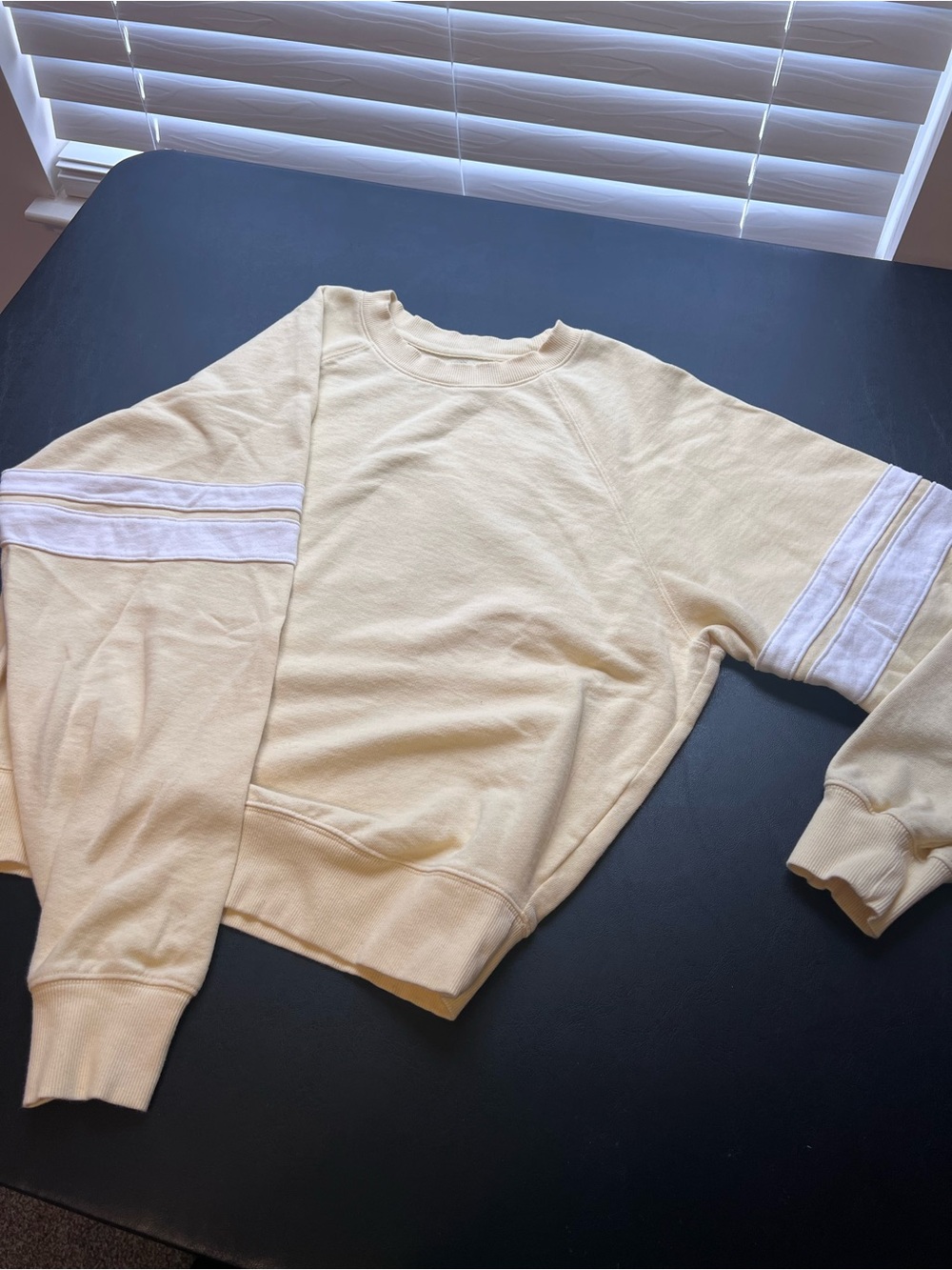 Yellow Woman’s crewneck Sweatshirt with Sleeve Stripes